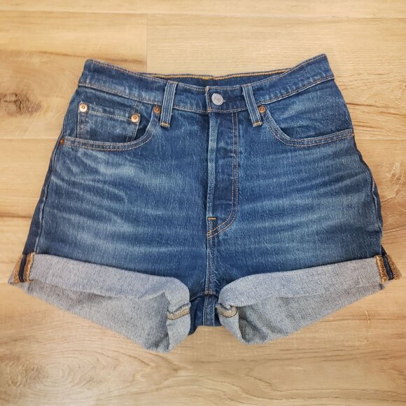 Levin 501 Jean Shorts Button Fly Size W24 L32 - Picture 2 of 4